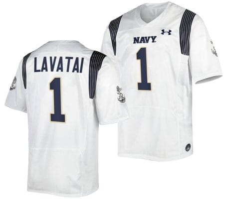 Tai Lavatai Jersey #1 Navy Midshipmen Premier Replica College Football White