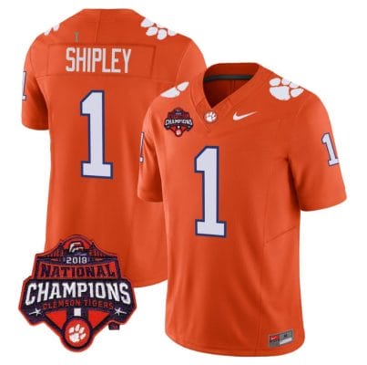 Will Shipley Jersey #1 Clemson Tigers Vapor Limited Champions Patch College Football Stitched Orange