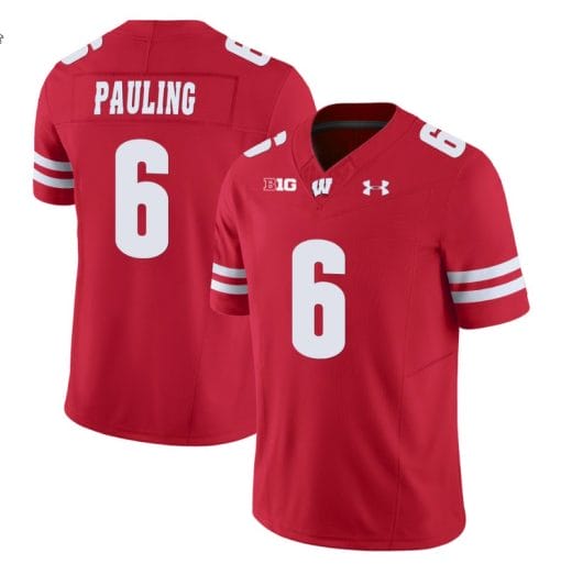 Will Pauling Jersey #6 Wisconsin Badgers Vapor Limited College Football Red