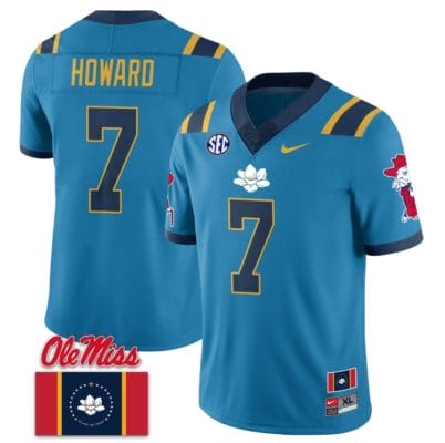 Walker Howard Jersey #7 Ole Miss Rebels Football Ole Miss Flag All Stitched Blue 1
