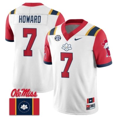 Walker Howard Jersey #7 Ole Miss Rebels Football Ole Miss Flag All Stitched White 2
