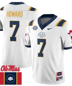 Walker Howard Jersey #7 Ole Miss Rebels Football Ole Miss Flag All Stitched White 1