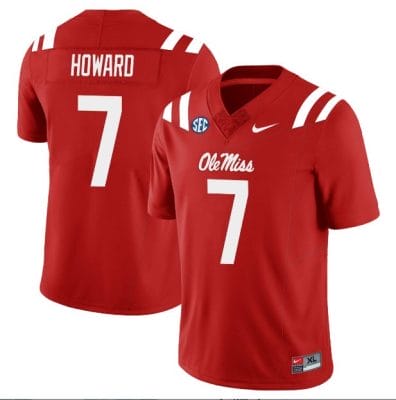 Walker Howard Jersey #7 Ole Miss Rebels Football All Stitched Red