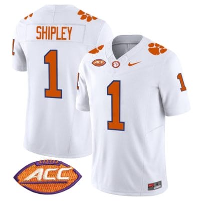 Will Shipley Jersey #1 Clemson Tigers Vapor Limited Acc Patch College Football Stitched White 8 Will Shipley Jersey #1 Clemson Tigers Vapor Limited Acc Patch College Football Stitched White