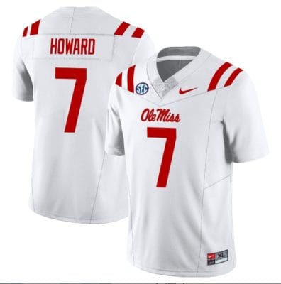 Walker Howard Jersey #7 Ole Miss Rebels Football All Stitched White 10 Walker Howard Jersey #7 Ole Miss Rebels Football All Stitched White