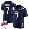Walker Howard Jersey #7 Ole Miss Rebels Football Ole Map All Stitched Navy