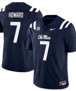 Walker Howard Jersey #7 Ole Miss Rebels Football All Stitched Navy