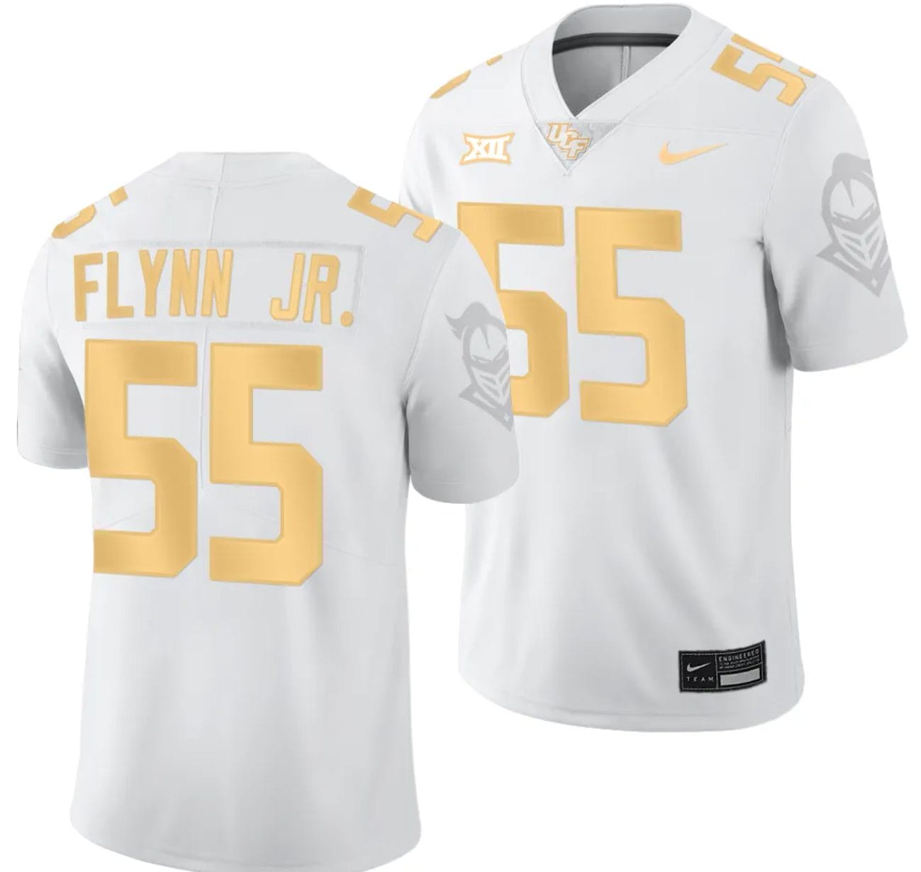 Waltclaire Flynn Jr Jersey #55 UCF Knights Light Mode College Football White Golden 1 Waltclaire Flynn Jr Jersey #55 UCF Knights Light Mode College Football White Golden