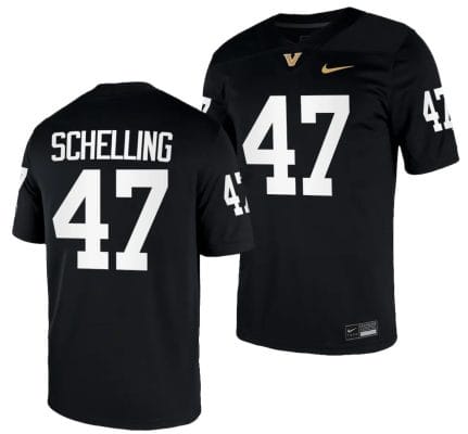 Wesley Schelling Jersey #47 Vanderbilt Commodores College NIL Football Black