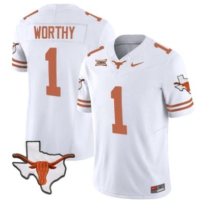 Xavier Worthy Jersey #1 Texas Longhorn Vapor Limited College Football White
