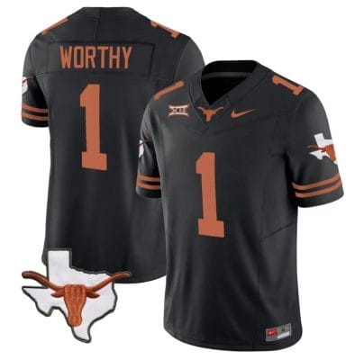Xavier Worthy Jersey #1 Texas Longhorn Vapor Limited College Football Black