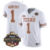 Xavier Worthy Jersey #1 Texas Longhorn Allstate Red River Vivalry Patch College Football White