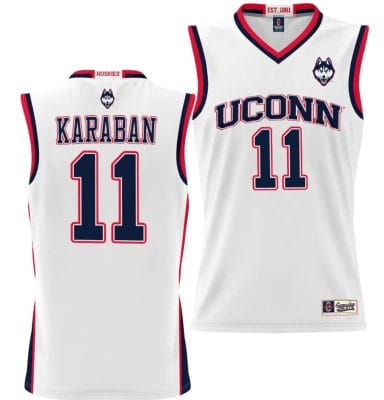 Alex Karaban Jersey #11 UConn Huskies NIL College Basketball Lightweight White