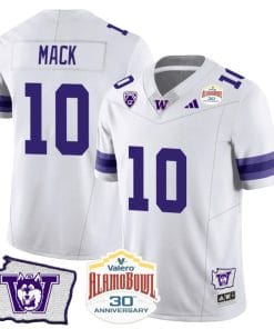 Austin Mack Jersey #10 Washington Huskies Alamo Bowl Patch Football White