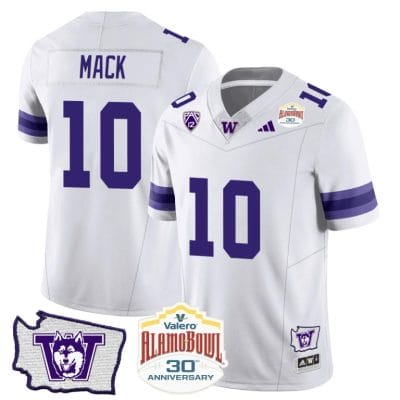 Austin Mack Jersey #10 Washington Huskies Alamo Bowl Patch Football White