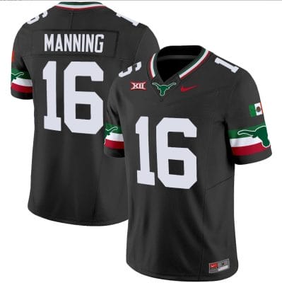 Arch Manning Jersey #16 Texas Longhorns Mexico Vapor College Football Black