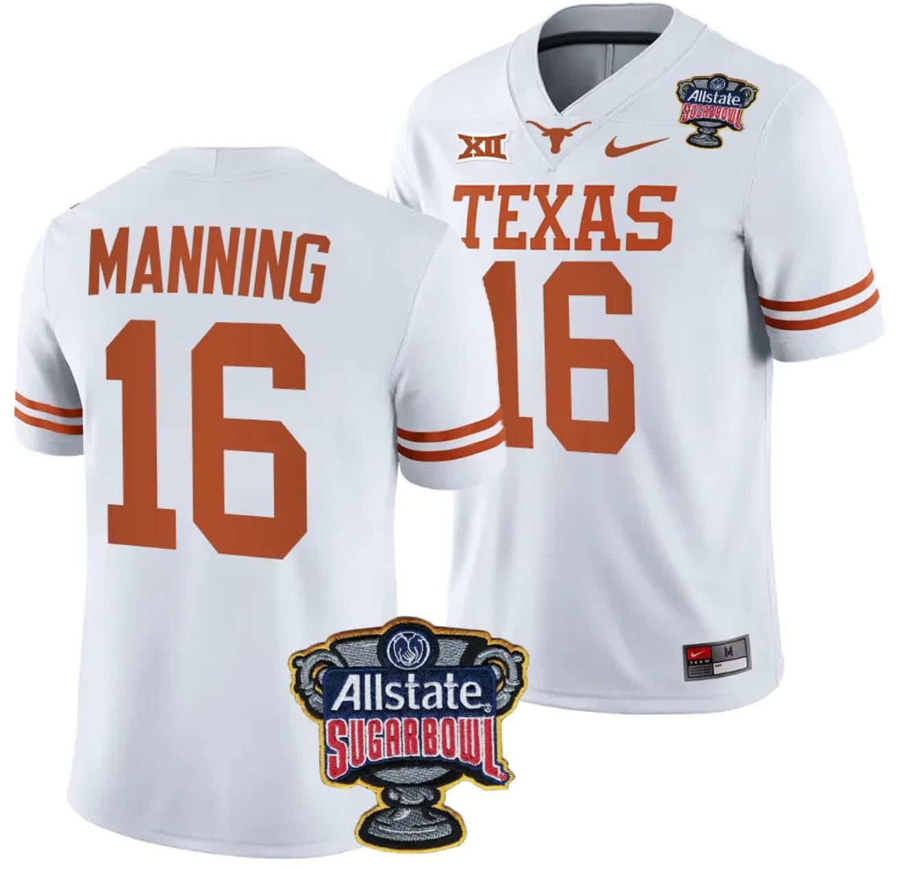 Arch Manning Jersey #16 Texas Longhorns Allstate Sugar Bowl Patch 2024 College Football White 1 Arch Manning Jersey #16 Texas Longhorns Allstate Sugar Bowl Patch 2024 College Football White