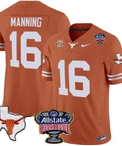 Arch Manning Jersey #16 Texas Longhorns Sugar Bowl Patch Vapor Football Texas Orange
