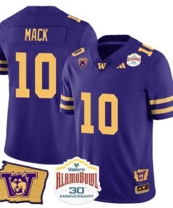 Austin Mack Jersey #10 Washington Huskies Alamo Bowl Patch Football Purple Gold