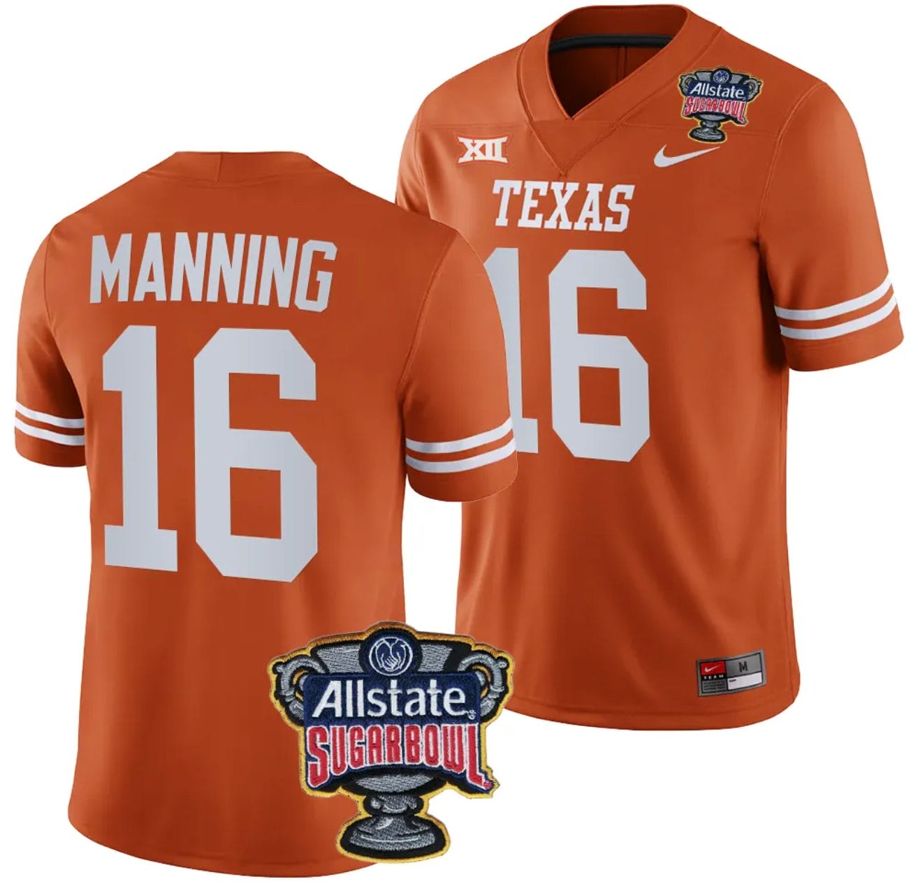 Arch Manning Jersey #16 Texas Longhorns Allstate Sugar Bowl Patch 2024 College Football Orange 1 Arch Manning Jersey #16 Texas Longhorns Allstate Sugar Bowl Patch 2024 College Football Orange