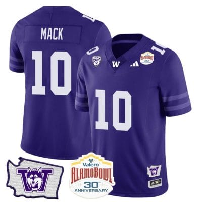 Austin Mack Jersey #10 Washington Huskies Alamo Bowl Patch Football Purple