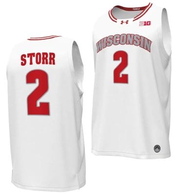 AJ Storr Jersey #2 Wisconsin Badgers By the Players Basketball 2023-24 White 6 AJ Storr Jersey #2 Wisconsin Badgers By the Players Basketball 2023-24 White