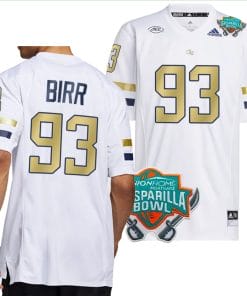 Aidan Birr Jersey #93 Georgia Tech Yellow Jackets 2023 Gasparilla Bowl Patch Football White