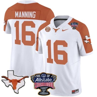 Arch Manning Jersey #16 Texas Longhorns Sugar Bowl Patch Vapor Football Inverted