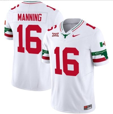 Arch Manning Jersey #16 Texas Longhorns Mexico Vapor College Football White