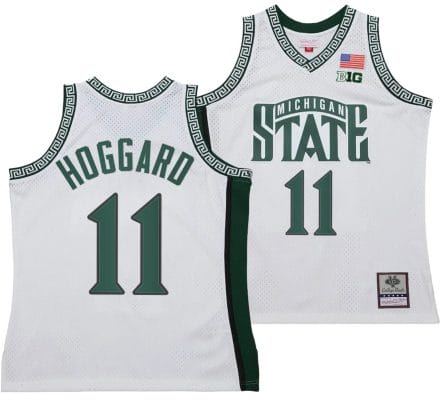 AJ Hoggard Jersey #11 Michigan State Spartans 125th Basketball Anniversary 1999 Throwback White 6 AJ Hoggard Jersey #11 Michigan State Spartans 125th Basketball Anniversary 1999 Throwback White