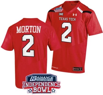 Behren Morton Jersey #2 Texas Tech Red Raiders Independence Bowl Patch Football 2023 Red 8 Behren Morton Jersey #2 Texas Tech Red Raiders Independence Bowl Patch Football 2023 Red