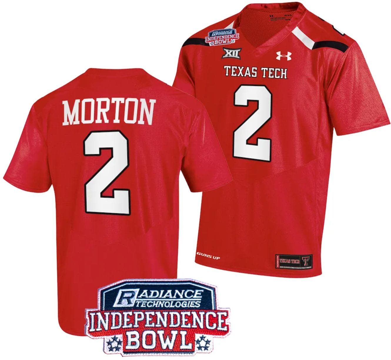 Behren Morton Jersey #2 Texas Tech Red Raiders Independence Bowl Patch Football 2023 Red 1 Behren Morton Jersey #2 Texas Tech Red Raiders Independence Bowl Patch Football 2023 Red