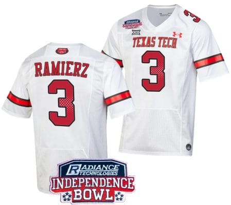 Bryce Ramierz Jersey #3 Texas Tech Red Raiders Independence Bowl Patch Football 2023 White