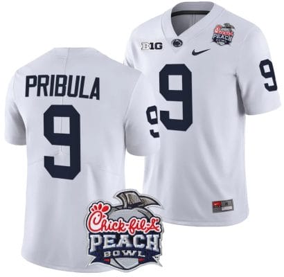 Beau Pribula Jersey #9 Penn State Peach Bowl Patch 2024 College Football White