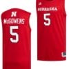 Bryce McGowens Jersey #5 Nebraska Cornhuskers Basketball Swingman 2023-24 Red