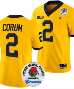 Blake Corum Jersey #2 Michigan Wolverines Rose Bowl Game 2024 Patch College Football Playoff Maize
