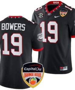 Brock Bowers Jersey #19 Georgia Bulldogs Orange Bowl Patch 2023 College Football Black