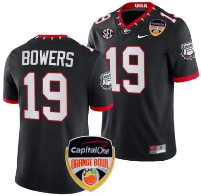 Brock Bowers Jersey #19 Georgia Bulldogs Orange Bowl Patch 2023 College Football Black 8 Brock Bowers Jersey #19 Georgia Bulldogs Orange Bowl Patch 2023 College Football Black