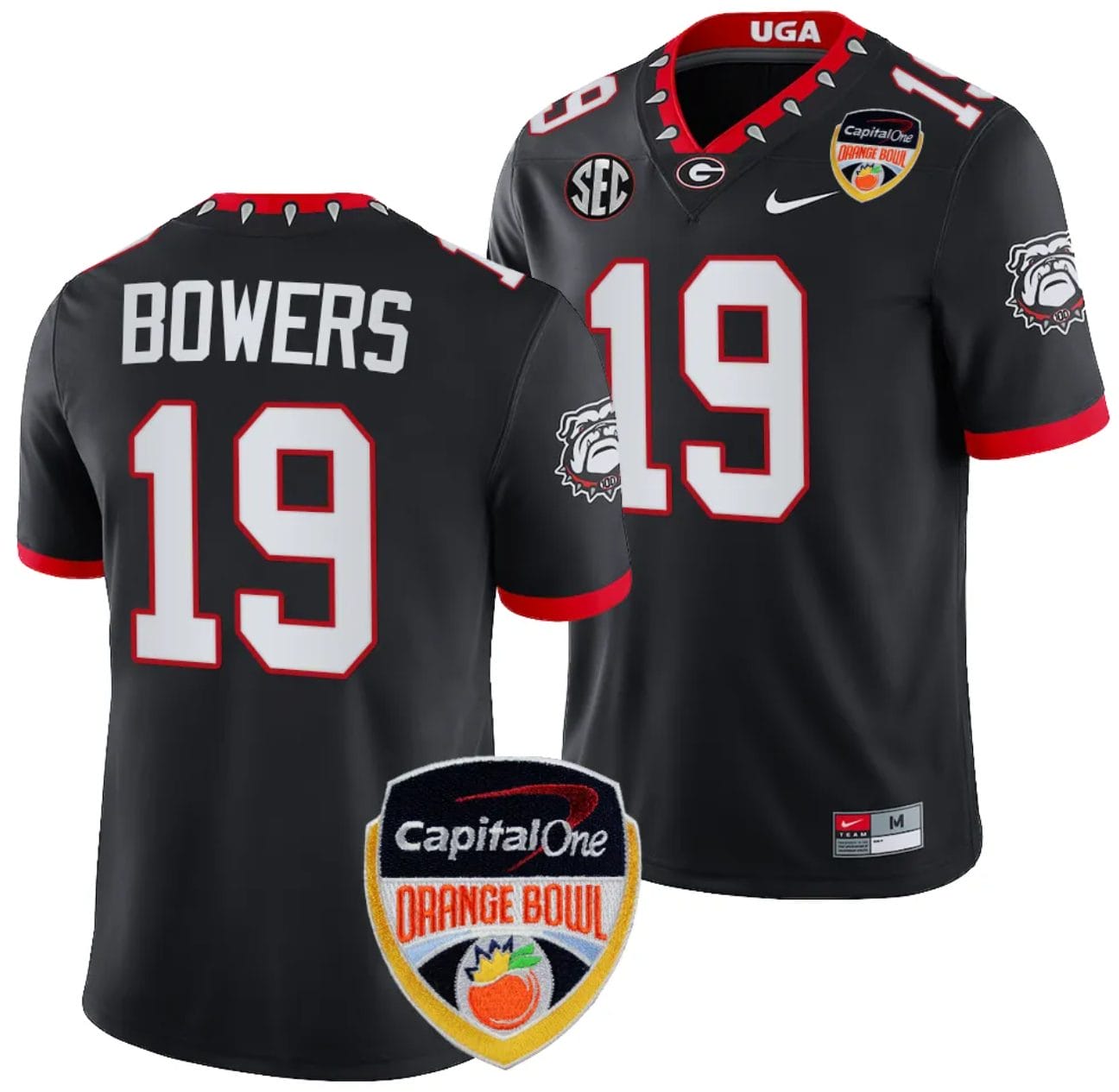 Brock Bowers Jersey #19 Georgia Bulldogs Orange Bowl Patch 2023 College Football Black 1 Brock Bowers Jersey #19 Georgia Bulldogs Orange Bowl Patch 2023 College Football Black