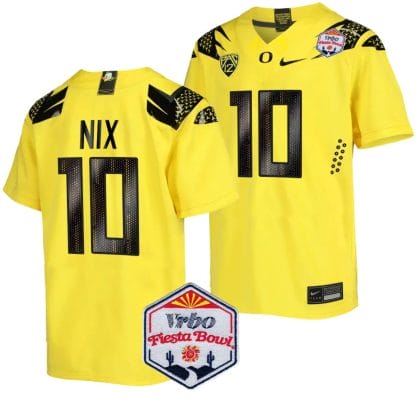 Bo Nix Jersey #10 Oregon Ducks Fiesta Bowl Patch 2024 Football Yellow