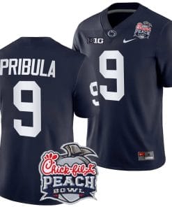Beau Pribula Jersey #9 Penn State Peach Bowl Patch 2024 College Football Navy