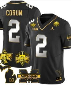 Blake Corum Jersey #2 Michigan Wolverines 2023 Big Ten Back to Back Champions Patch Stitched Black Limited