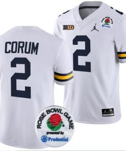Blake Corum Jersey #2 Michigan Wolverines Rose Bowl Game 2024 Patch College Football Playoff White