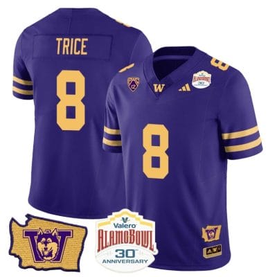 Bralen Trice Jersey #8 Washington Huskies Alamo Bowl Patch Football Purple Gold