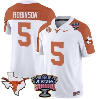 Bijan Robinson Jersey #5 Texas Longhorns Sugar Bowl Patch Vapor Football Inverted