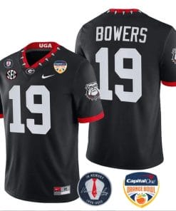 Brock Bowers Jersey #19 Georgia Bulldogs Orange Bowl Patch Football Stitched Black