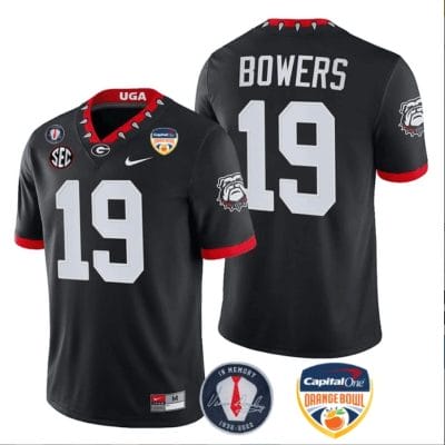 Brock Bowers Jersey #19 Georgia Bulldogs Orange Bowl Patch Football Stitched Black