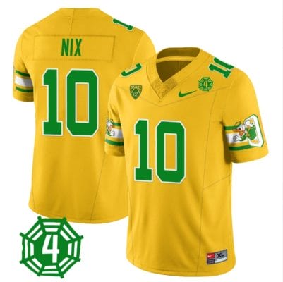 Bo Nix Jersey #10 Oregon Ducks Honor Spencer Webb Patch Football Yellow 8 Bo Nix Jersey #10 Oregon Ducks Honor Spencer Webb Patch Football Yellow