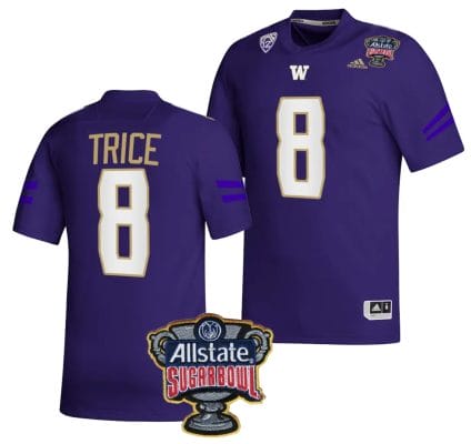 Bralen Trice Jersey #8 Washington Huskies Allstate Sugar Bowl Patch 2024 College Football Purple 8 Bralen Trice Jersey #8 Washington Huskies Allstate Sugar Bowl Patch 2024 College Football Purple