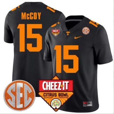 Bru McCoy Jersey #15 Tennessee Volunteers Football Cheez It Citrus Bowl Patch Black